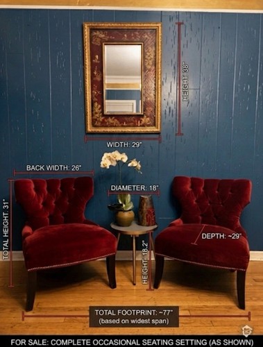 Pair red velvet - red, tufted